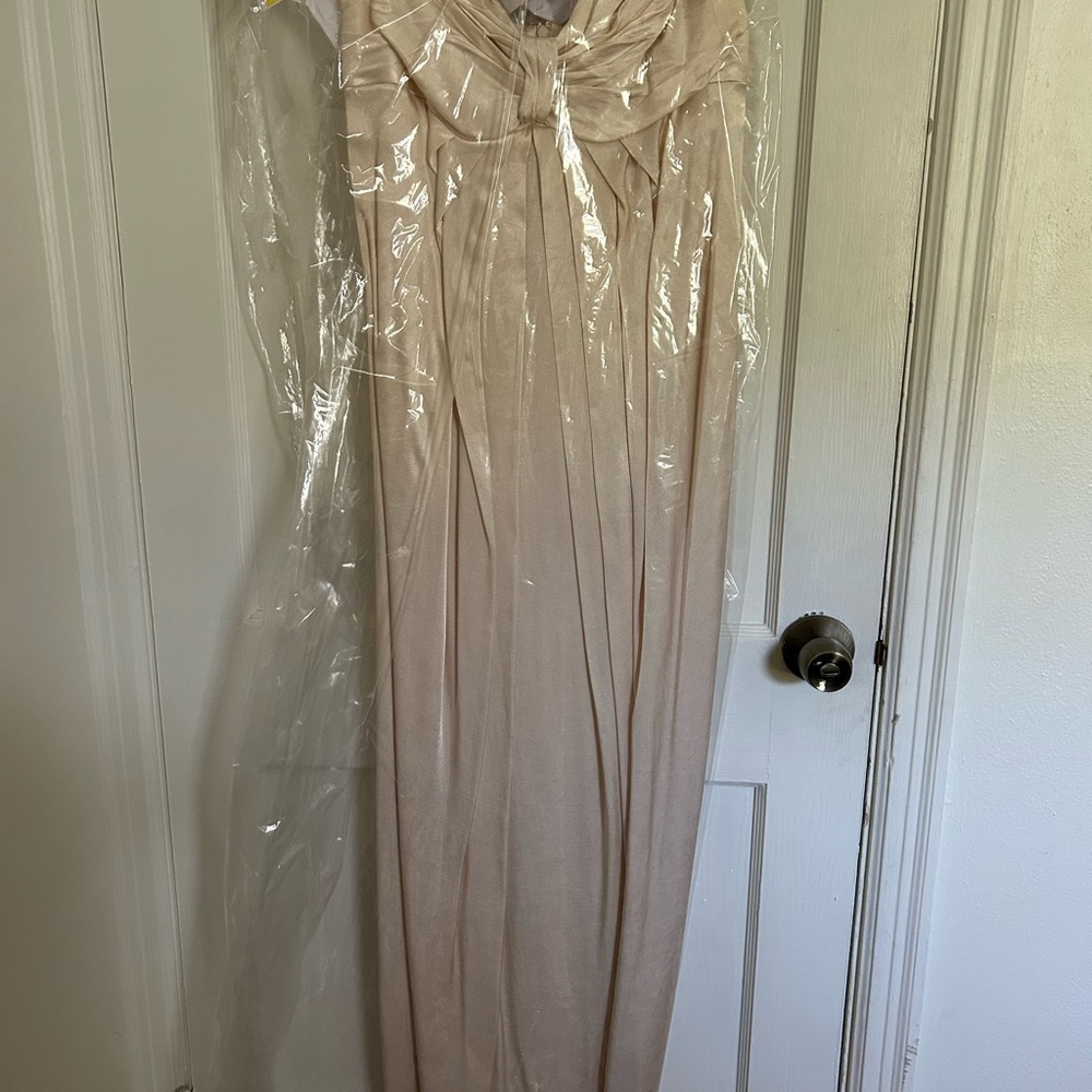 Shona Joy Cream Satin Dress